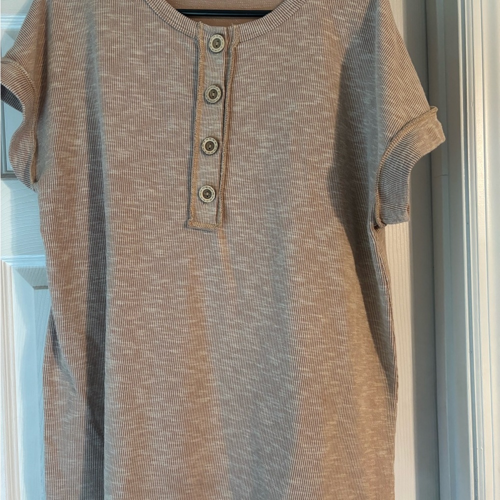 HEIMISH USA Women's Tan Button Down Shirt